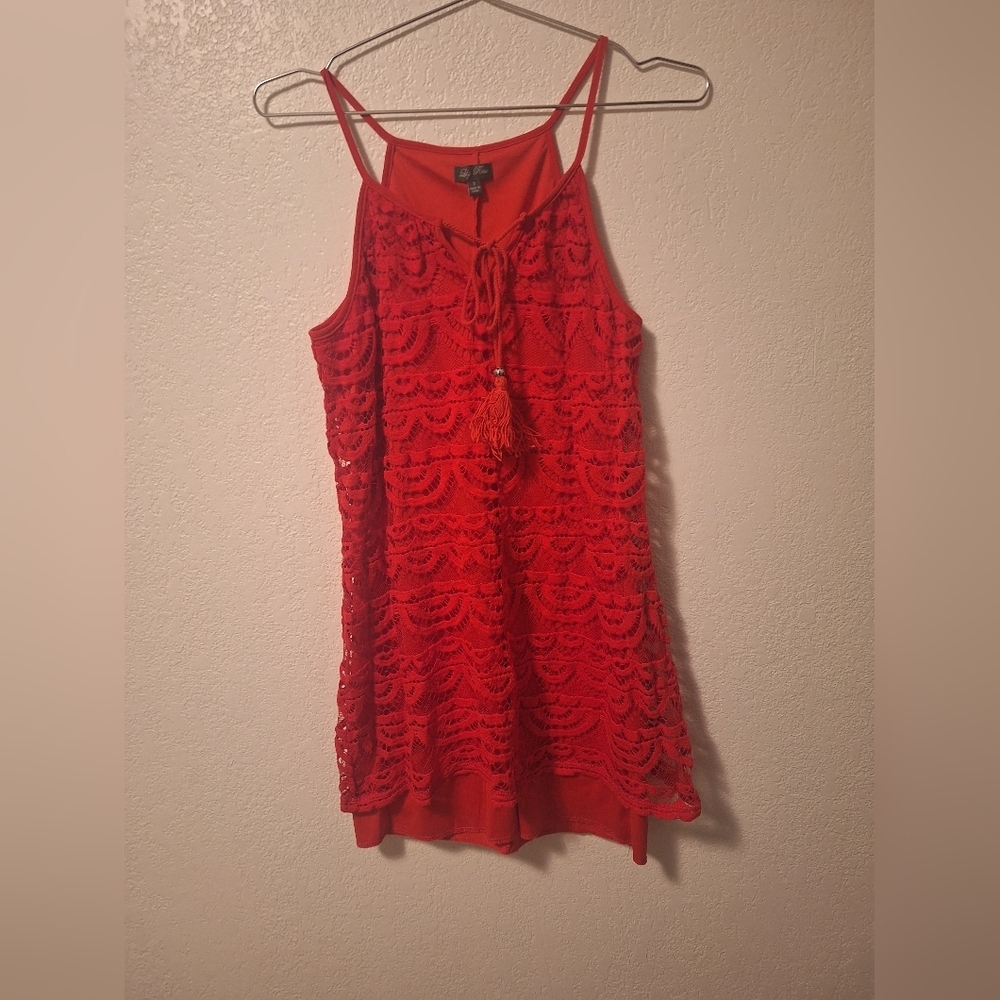 Red Lace Sleeveless Top